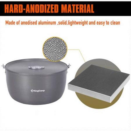 KingCamp Hard-Anodized Aluminum Camping Cookware Set 3PCS Pots