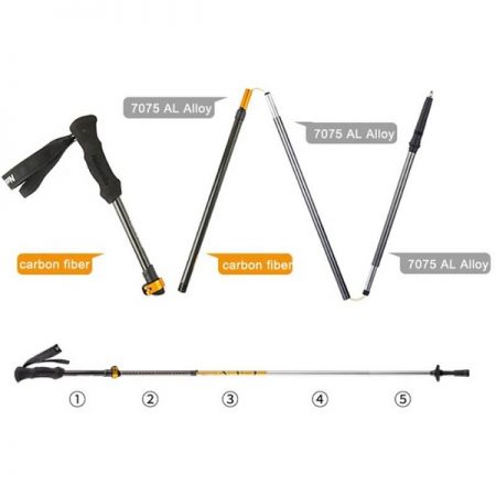 عصای کوهنوردی نیچرهایک مدل STO5 5-NODE CARBON Z FOLDING TREKKING POLE