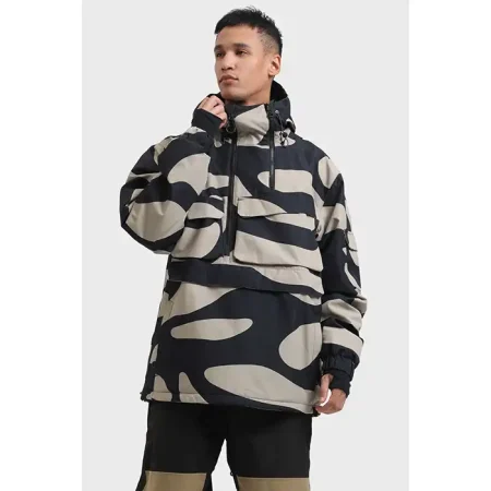 کاپشن اسکی مردانه GSOU SNOW GS2174 BLACK BEIGE