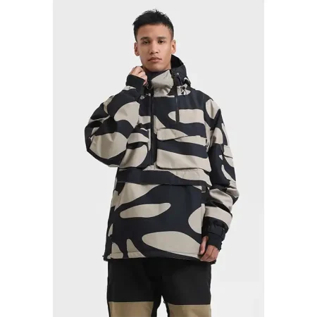 کاپشن اسکی مردانه GSOU SNOW GS2174 BLACK BEIGE
