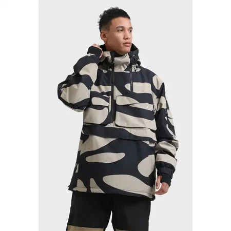 کاپشن اسکی مردانه GSOU SNOW GS2174 BLACK BEIGE