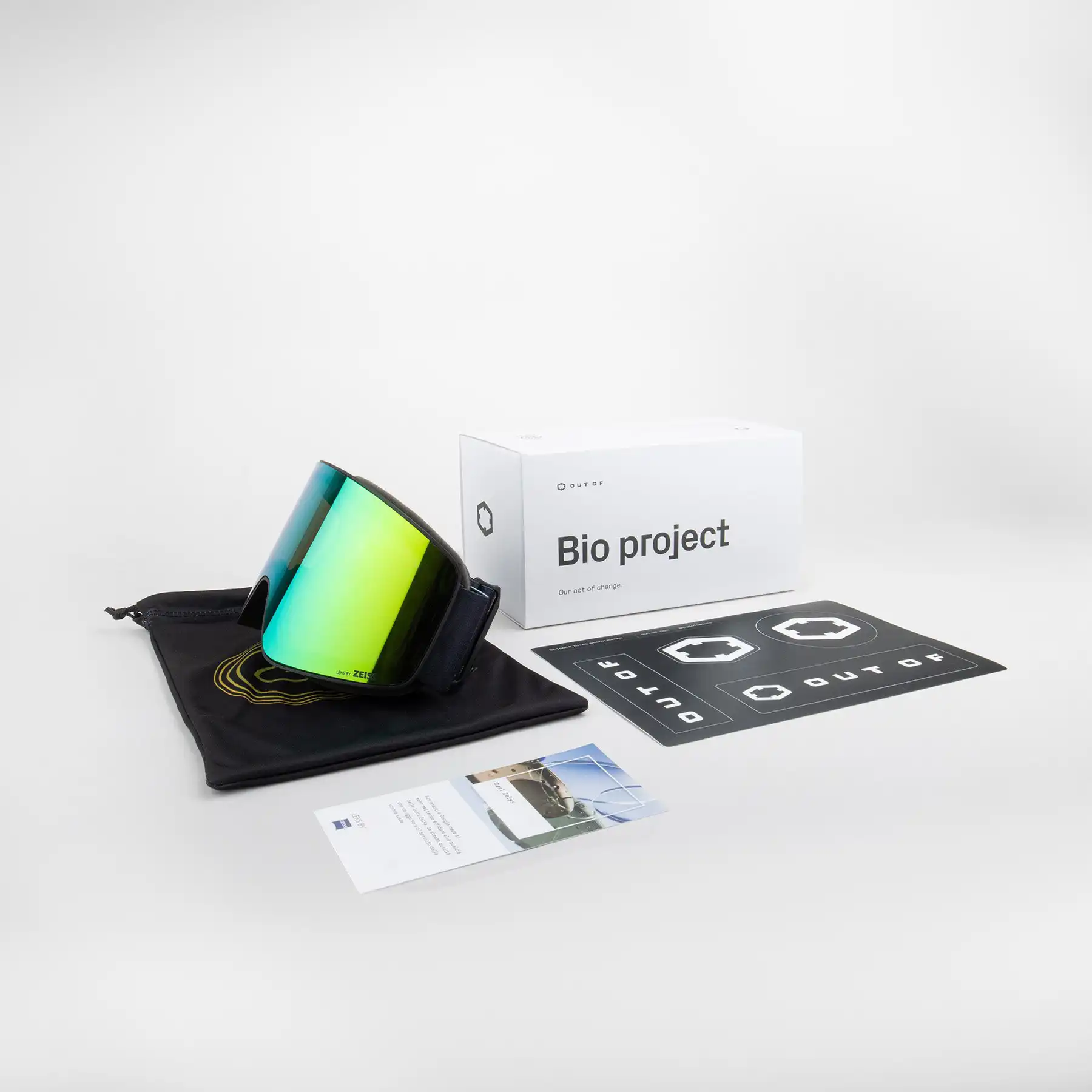 عینک اسکی اوت اف مدل BIO PROJECT BLACK 2026 با لنز ZEISS سبز به همراه متعلقات همراه عینک