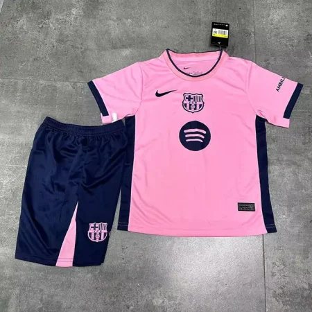 کیت دوم بچه گانه بارسلونا 2022 ست پیراهن و شورت با لوگوی دوختی و تایلندی