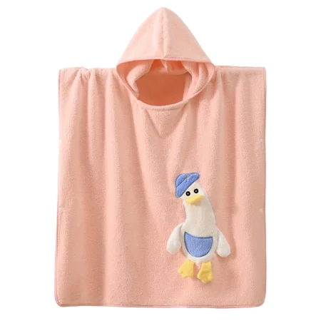 حوله پانچویی بچگانه کلاه‌دار صورتی طرح cloak cloak