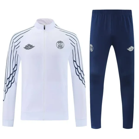 گرمکن شلوار سفید سرمه ای تمام زیپ پاریسن ژرمن 2026 با لوگو دوختی تایلندی